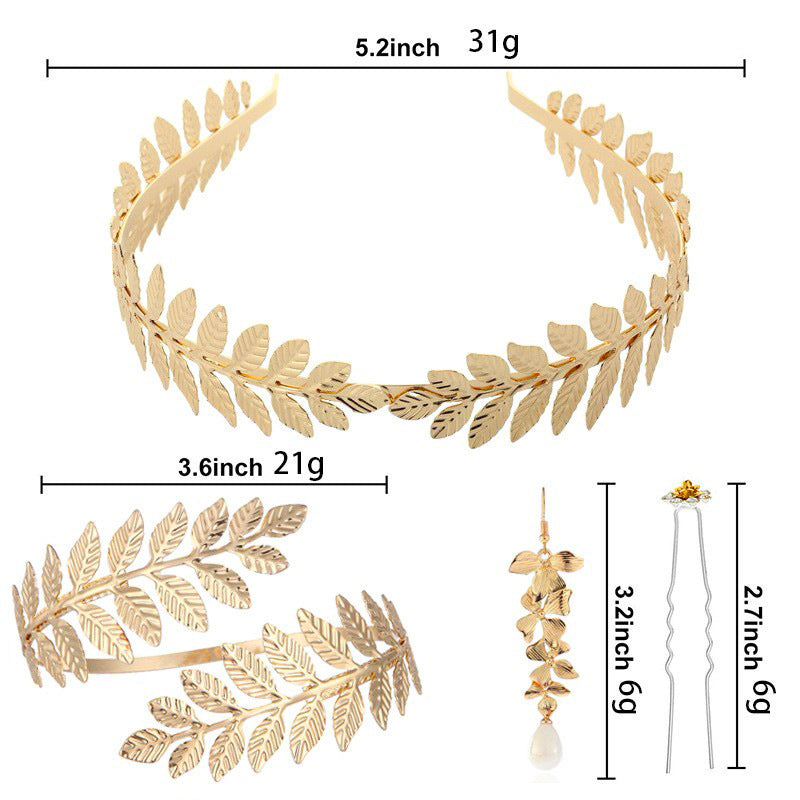 Wholesale European and American Bride Golden Leaf Leaf Headband